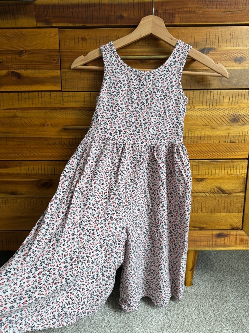Tucker + Tate Girls' Floral Jumpsuit- White with Red & Green Print - Picture 3 of 5
